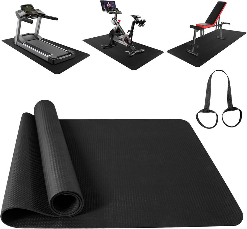 SLIPEXSAFE Treadmill Mat,Bike Mat,Stationary Bike Mat,Foldable Treadmill Mat for Hardwood Floors,Under Exercise Bike Trainer Pad for Indoor Gym Equipment Hardwood Floor Carpet Protector - Image 1